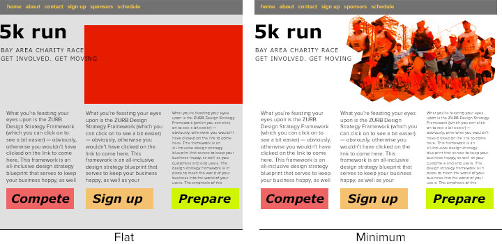 variations on the page, testing what else you can do with a lack of images