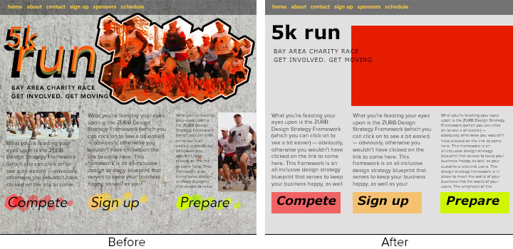 example page, before and after removing images