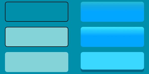 illustration of increasingly complex button styles