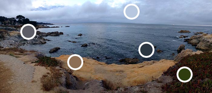photo of a harbor with color samples