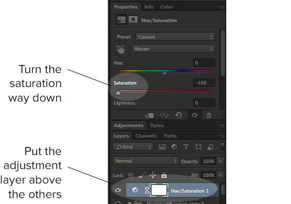 Screenshot of the Photoshop layers and properties palette. Your mileage may vary.