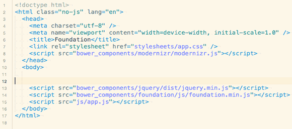 screenshot of the empty index file