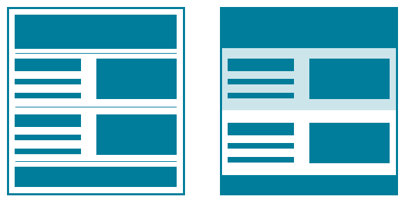 Illustration of layouts that find simplicity by removing negative space. Turns out that nothing is something.